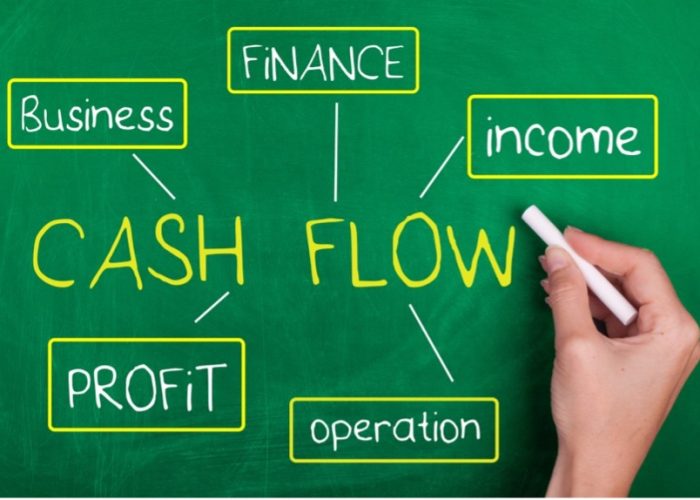 Cash flow written on board with chalk